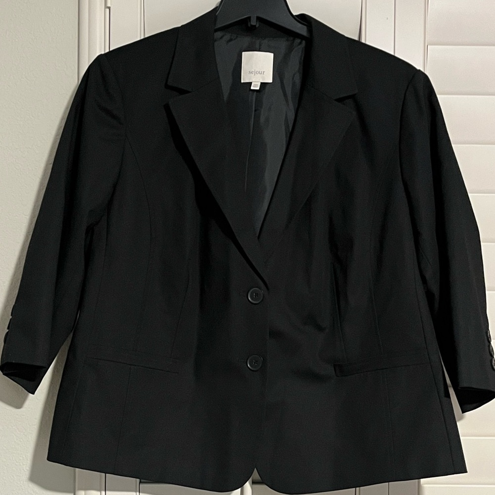 SEJOUR - Black Blazer Classic Notched Lapel